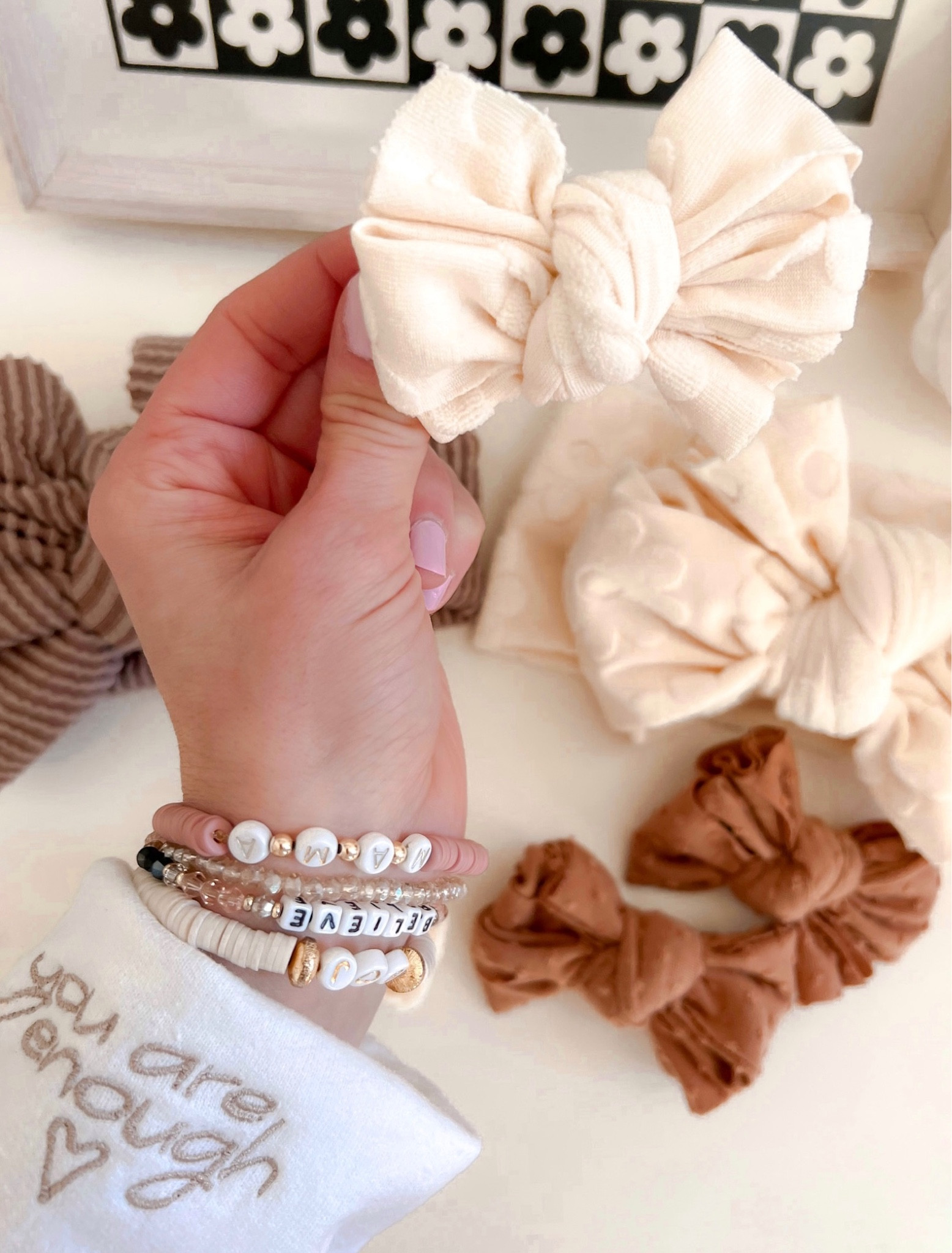 Mama sweatshirt ; Mother’s Day gift ; Easter gift ; expecting mama gift ; you are enough sweatshirt ; baby shower gift for mom

Baby girl bows ; toddler bows ; spring bows ; piggies  - all bows @tyednknots neutral collection ! Code JULES saves 🤍

#LTKfamily #LTKfindsunder50 #LTKbump