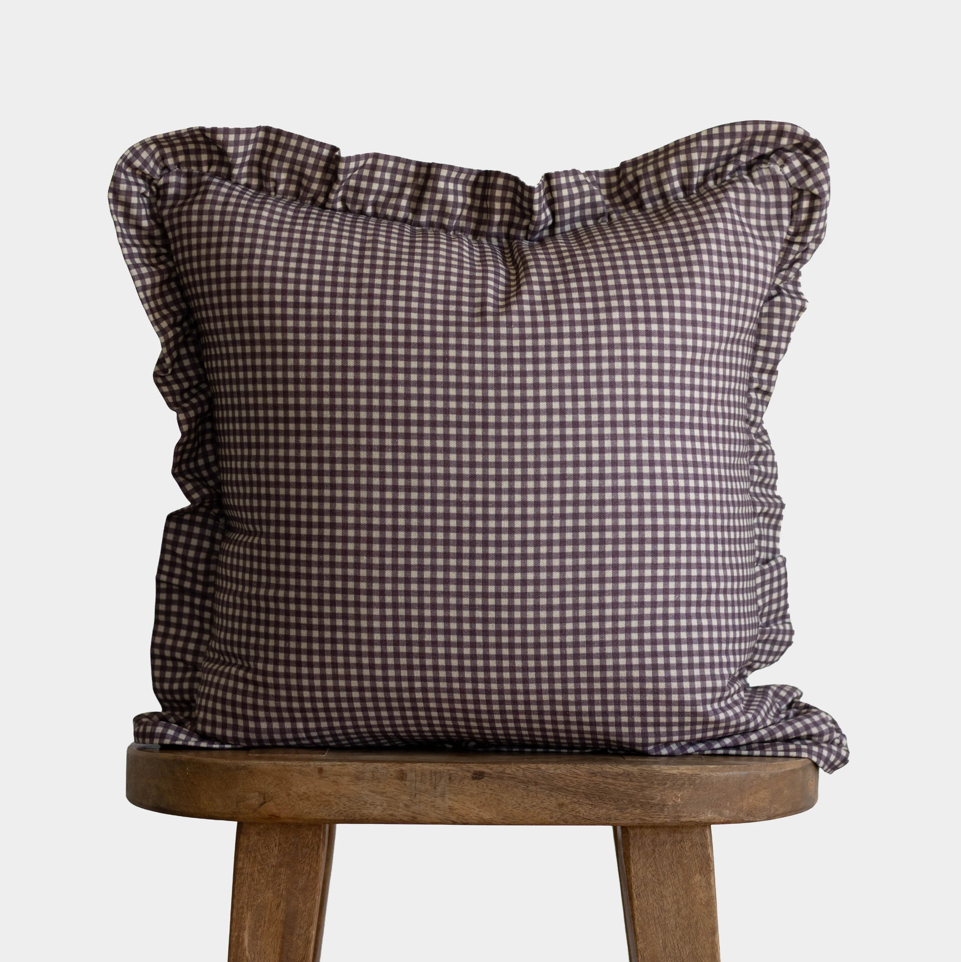 Plum Mini Gingham Ruffle -18" | 20" | 22" Pillow Covers | Woven Nook