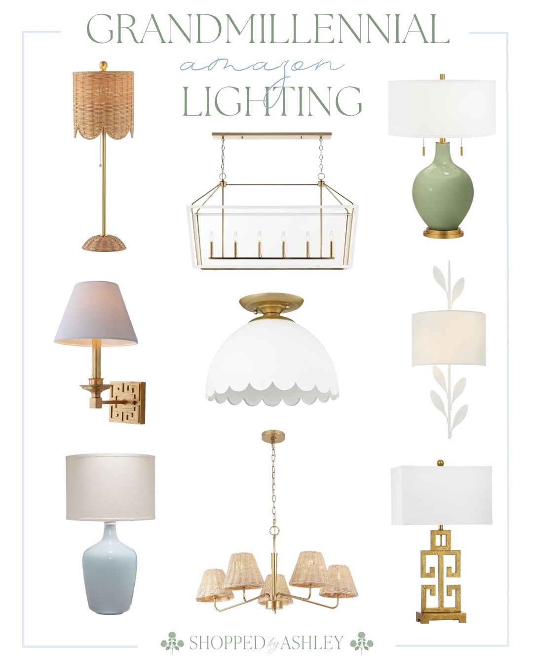 Favorite Grandmillennial lighting from Amazon! 

Amazon home, Amazon lamp, Grandmillennial style, Grandmillennial decor, rattan lamp, Greek key lamp, gold lamp, blue lamp, green lamp, scallop lamp, classic style, classic decor 

#LTKHome