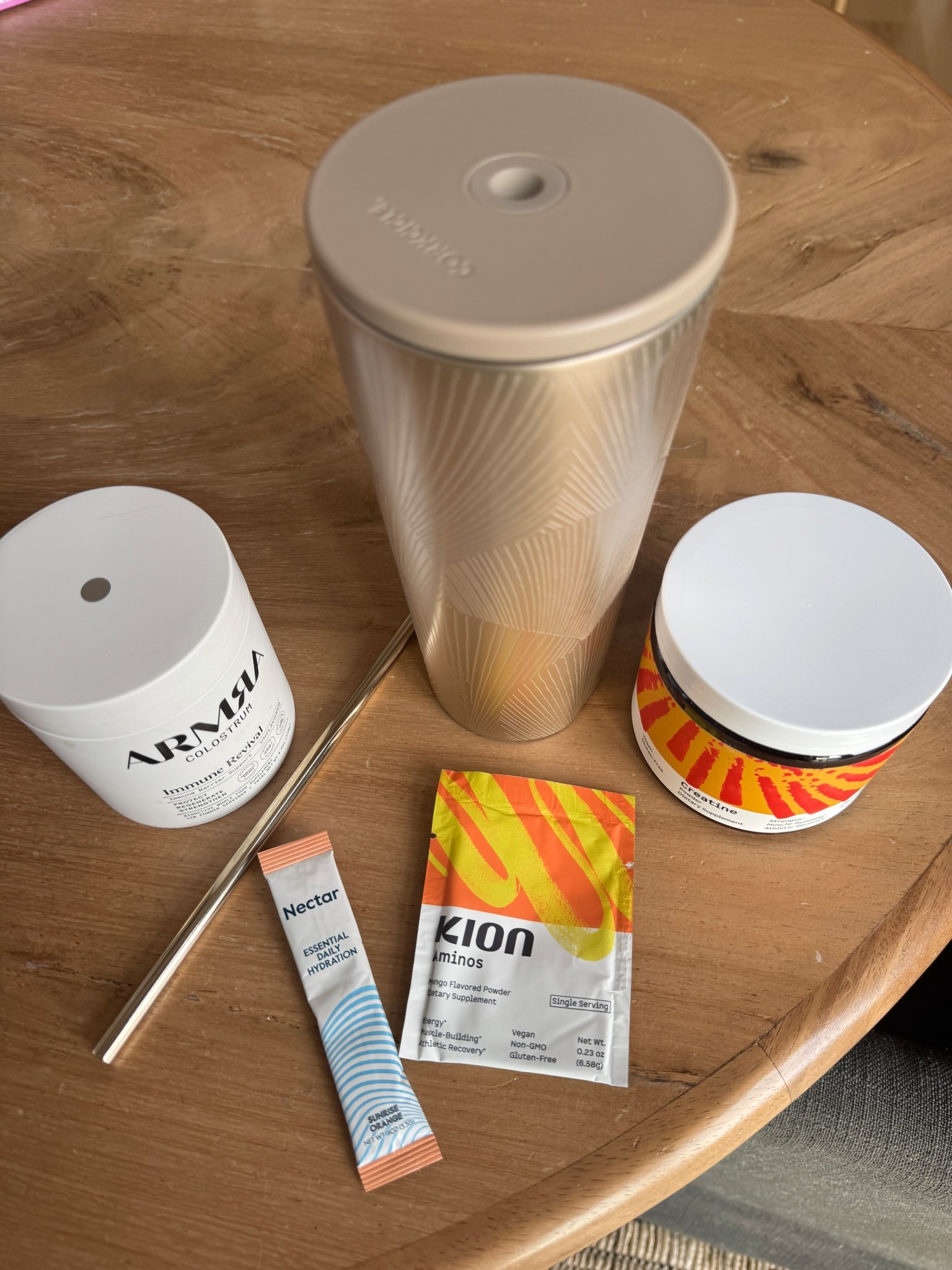 Morning routine! 
#armra collostrum
#kion creatine and peptides 
#nectar electrolytes 
#corkcicle cup

#LTKselfcare #LTKGiftGuide #LTKmorningroutine