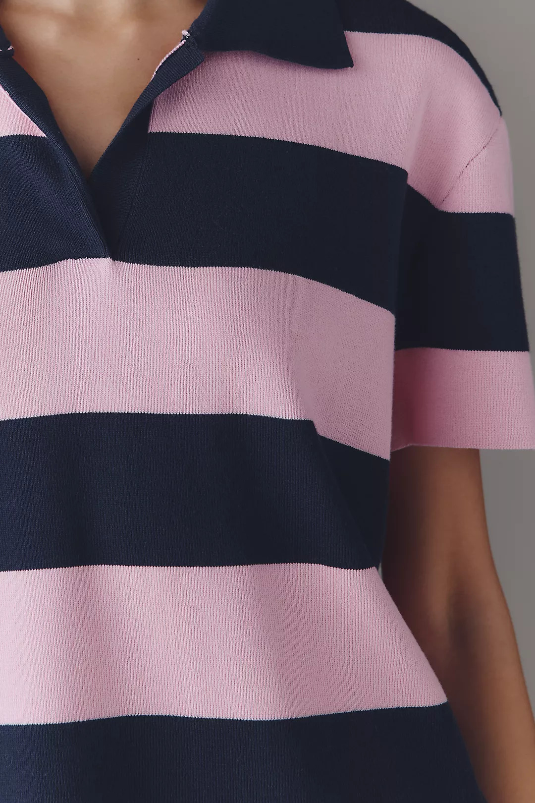 Maeve Boxy Short-Sleeve Rugby Polo Top | Anthropologie (US)