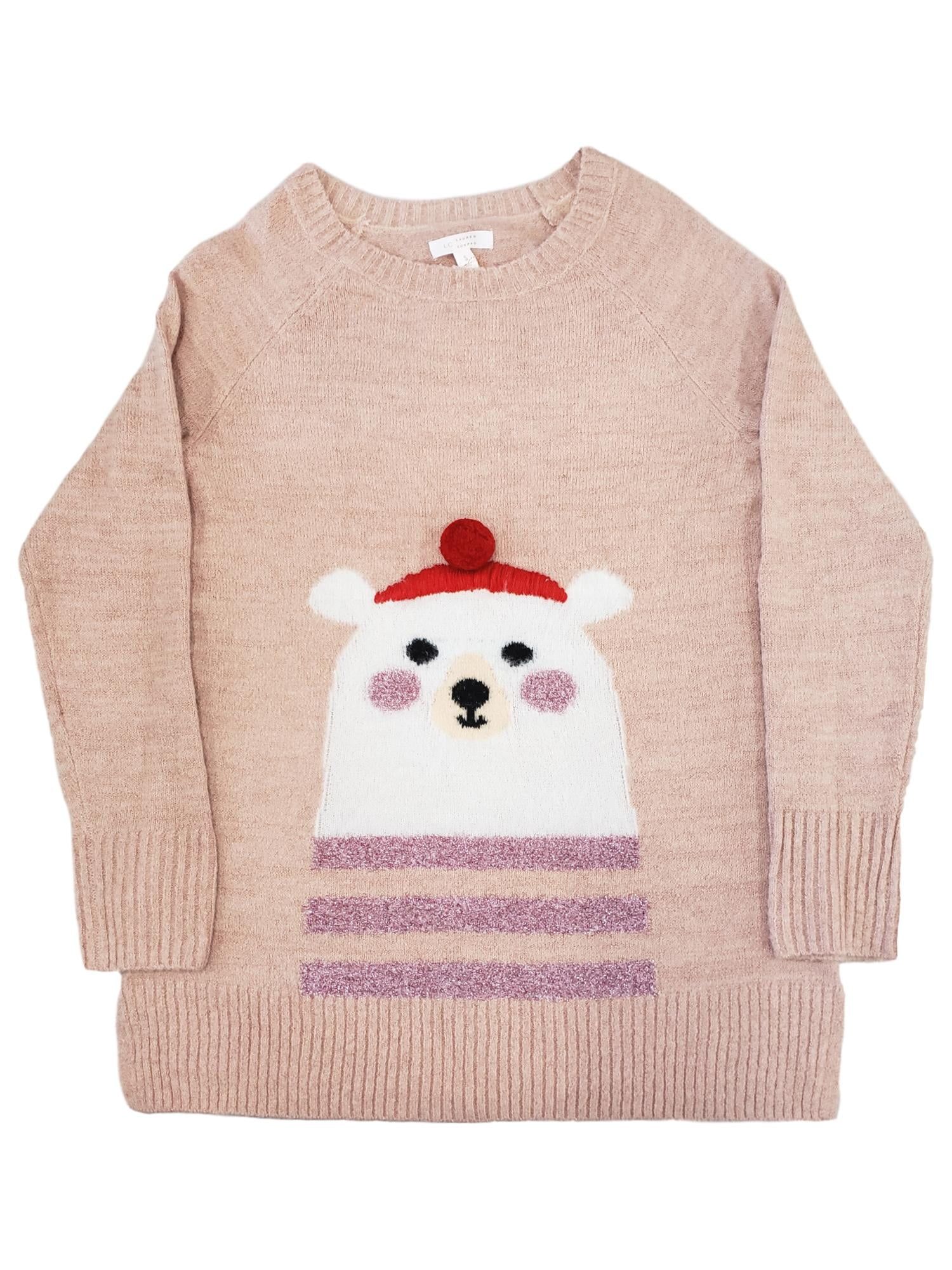 Womens Peach Pink Polar Bear Metallic Tinsel Long Sleeve Winter Sweater Top S - Walmart.com | Walmart (US)