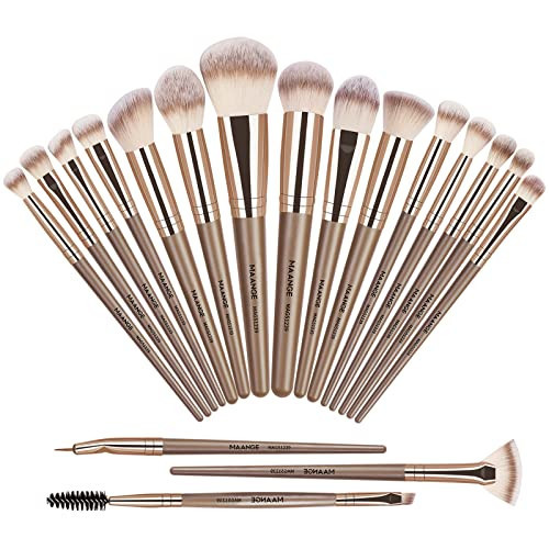Make Up Brushes, MAANGE 18 Pcs Premium Synthetic Makeup Brushes Set Soft Foundation Powder Eyeliner Eye Shadow Makeup Brushes Professional (Champagne) | Amazon (US)