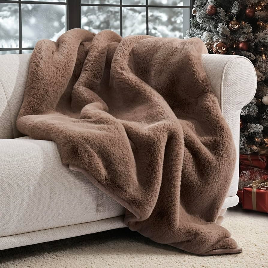 Luxury Soft Faux Chinchilla Fur Throw Blanket for Couch, Warm Thick Heavy Winter Throw Blanket 12... | Amazon (US)