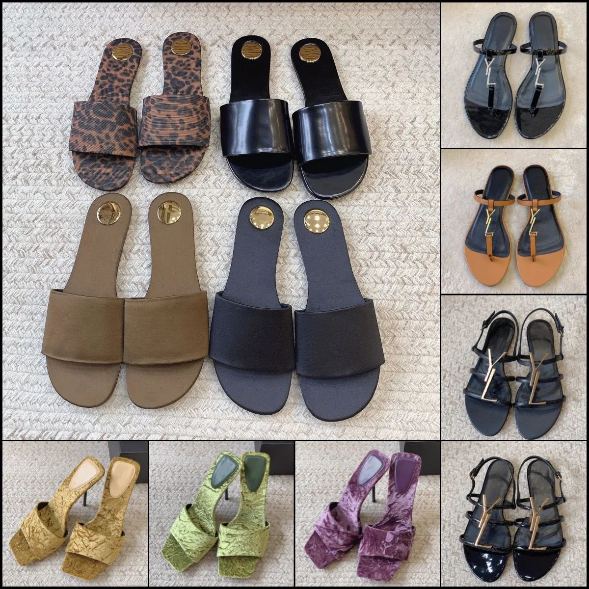 Fashion Designer Slippers Women Letters Leather Sandals Velvet High 10.5cm Heels | DHGate