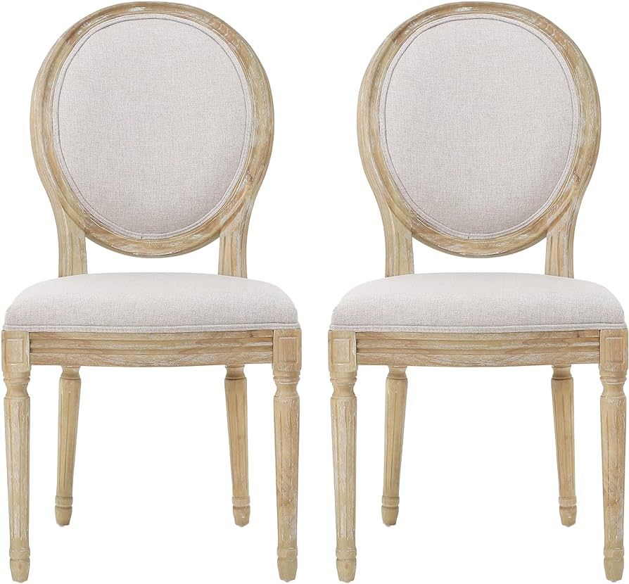 Christopher Knight Home Phinnaeus Polyester Beige Fabric Dining Chair (Set of 2), 2-Pcs Set | Amazon (US)