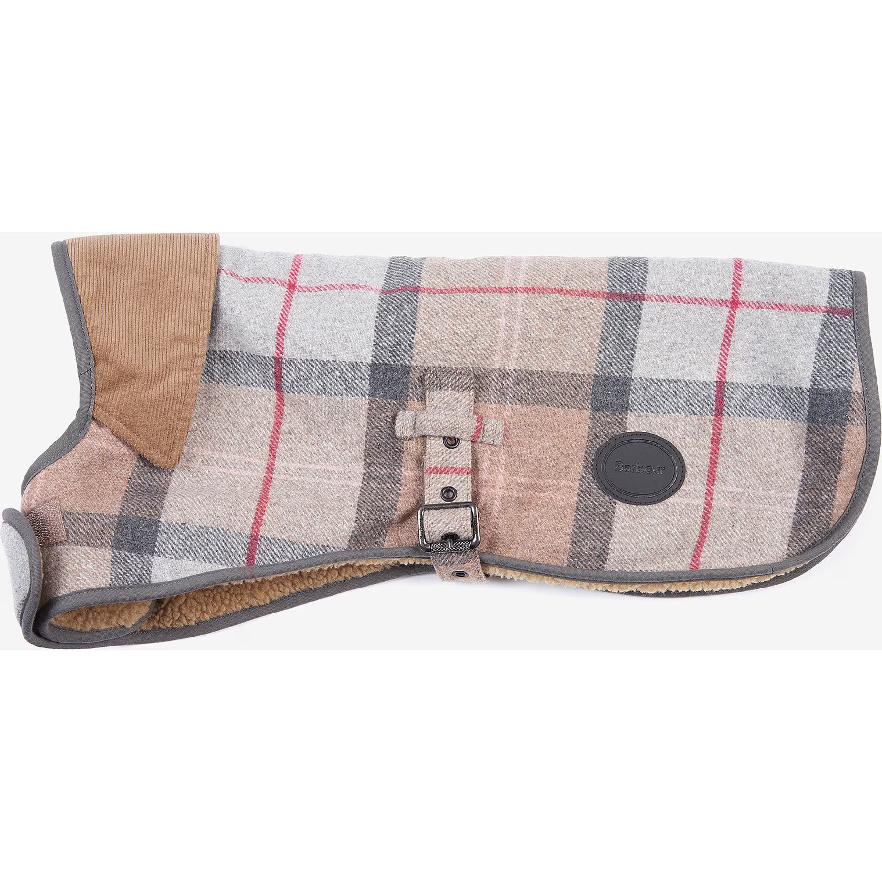 Barbour Wool Touch Dog Coat, Taupe/Pink Tartan, Medium | Chewy