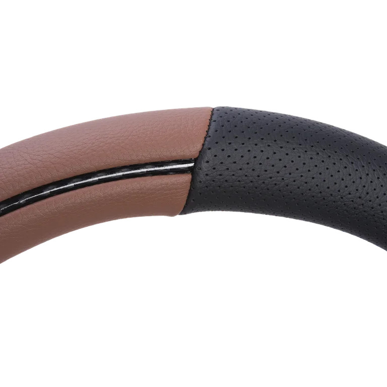 Auto Drive Carbon Fiber Brown Faux Leather Steering Wheel Cover, Set of 1, Universal Fit for Seda... | Walmart (US)