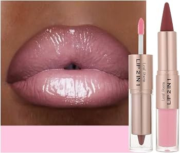 BAISEN DIARY 2-in-1 Double-Ended Matte Lip Liner & Lip Gloss Duo, Soft Baby Pink Ombre Lip Combo ... | Amazon (US)