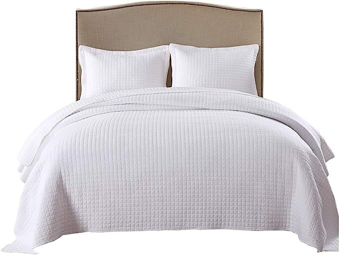 MarCielo 3 Piece 100% White Cotton Quilt Set Lightweight Bedspread Bed Coverlets Comforter Set, T... | Amazon (US)