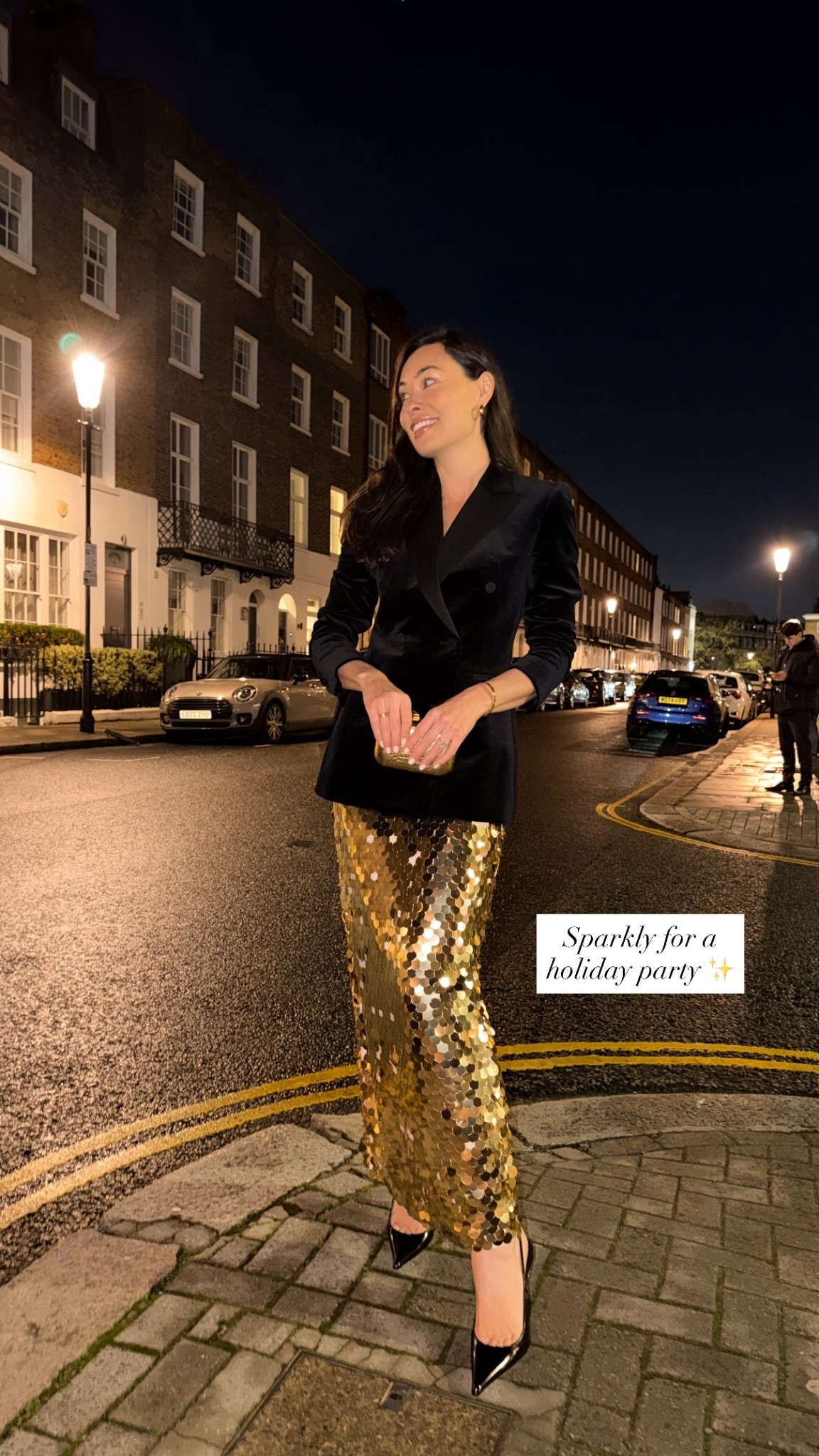 Gold sparkly dress, velvet blazer, holiday outfit, Saint Laurent pumps.

Blazer is Theory from a few years ago similar below!

#LTKHoliday #LTKdayinmylife #LTKootd