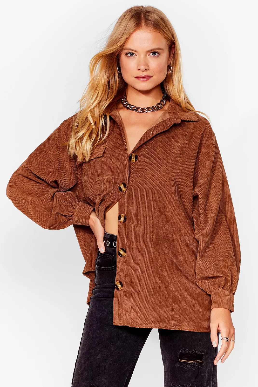 Button Down Oversized Corduroy Shirt | Nasty Gal (US)