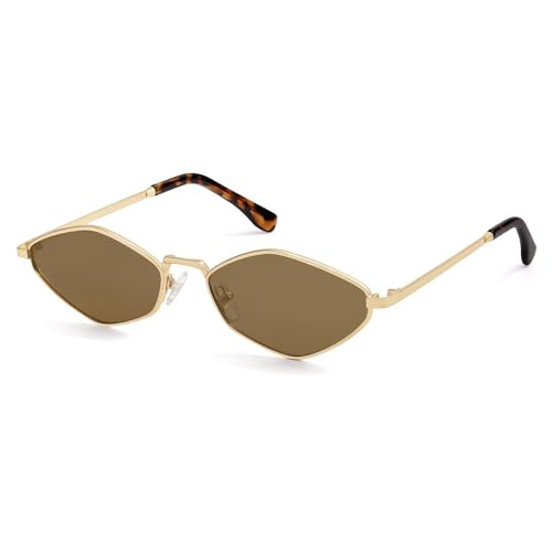SOJOS Retro Small Polarized Sunglasses Womens Mens Vintage Narrow Irregular Shades UV400 SJ1233 with Gold/Brown Lens | Amazon (US)