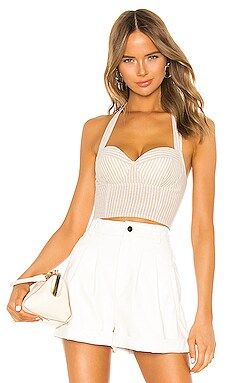 superdown Rudy Halter Top in Beige & White from Revolve.com | Revolve Clothing (Global)