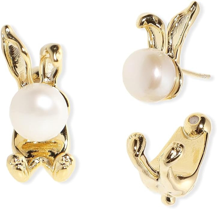 Sonateomber Easter Bunny Small Stud Gold Earrings for Women - Trendy Unique Elegant Special Kawai... | Amazon (US)