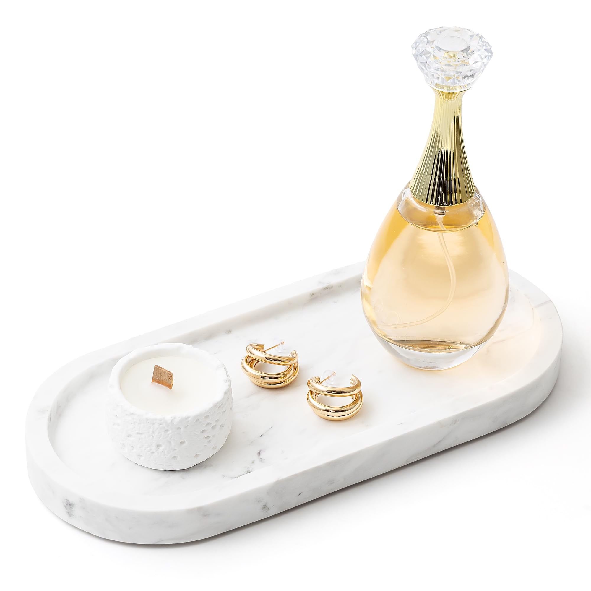 WORHE Natural Marble Vanity Tray Italy Oval Stone Trays for Candles Perfume, Decorative Jewelry D... | Amazon (CA)