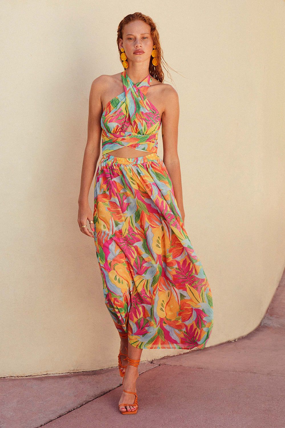 Tropical Breezes Multi Tropical Backless Halter Maxi Dress | Lulus (US)