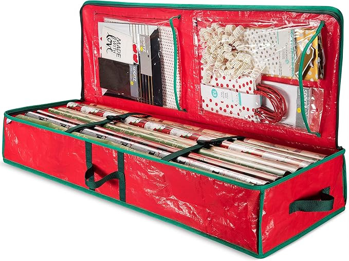 ZOBER Underbed Gift Wrap Organizer, Interior Pockets, fits 18-24 Standard Rolls, Underbed Storage... | Amazon (US)
