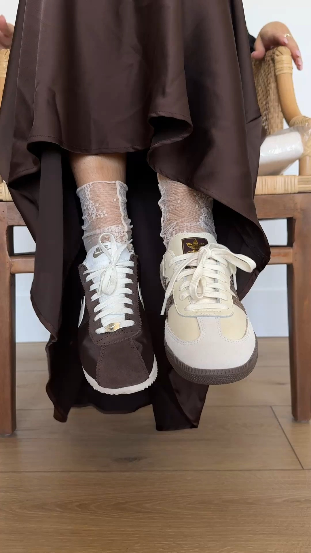 Brown Nike Cortez vs samba
