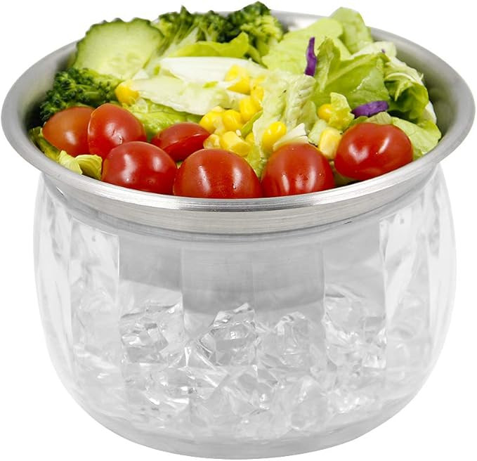 MorTime Ice Chilled Serving Bowl with Acrylic Ice Bowl Base, 20 OZ Cold Dip Salad Server Fruit Se... | Amazon (US)
