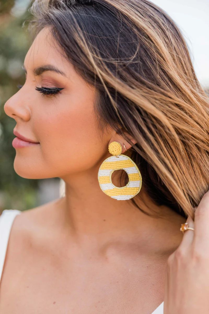 I Like It Like That Yellow Striped Earrings FINAL SALE | The Pink Lily Boutique