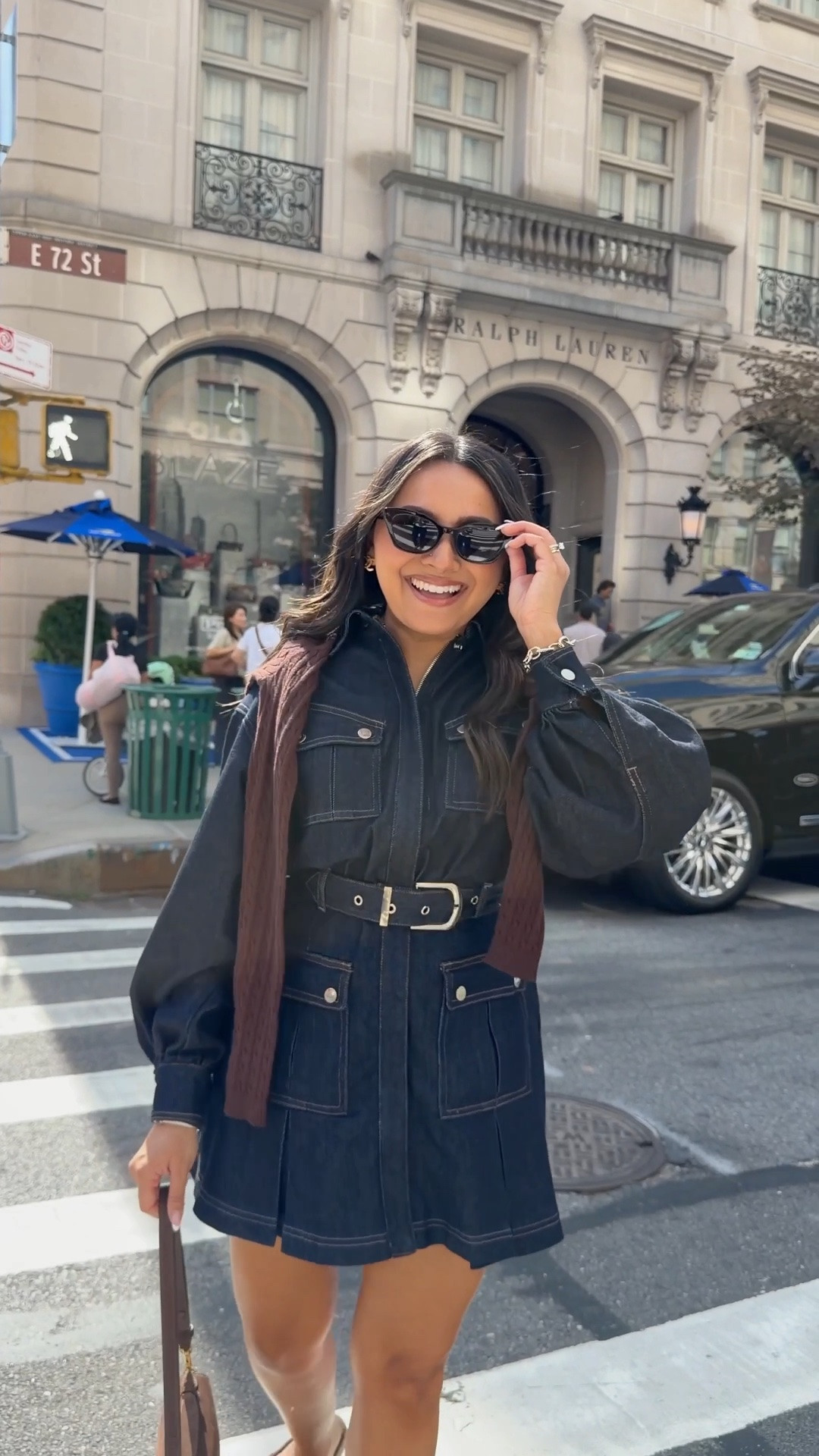 New York City Fall Outfit!
Denim dress size 2 TTS
Flats size 5.5 TTS 
Brown cardigan size xxs TTS

@coach  @macys  @Target

#LTKPetite #LTKgrwm #LTKNYFW