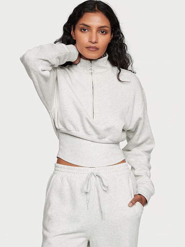 Cotton Fleece Corset Half-Zip Mock Neck Pullover | Victoria's Secret (US / CA )