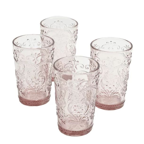 The Pioneer Woman Amelia 15.22-Ounce Rose Glass Tumblers, Set of 4 - Walmart.com | Walmart (US)