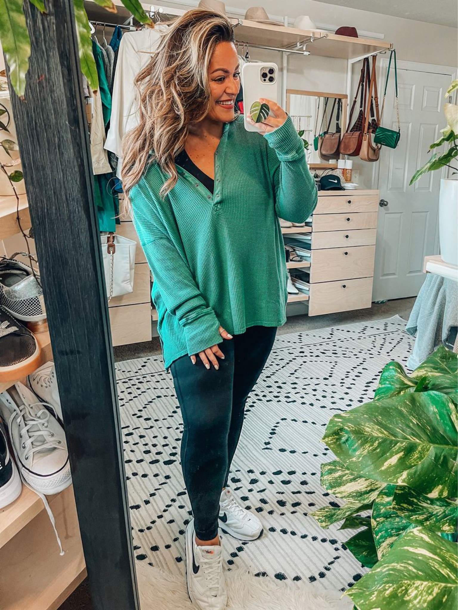 Comfy aerie loungewear- fall casual midsize outfit (size 14) Waffle knit tunic- I have this in several colors xl Leggings have structure to hold you in large Sneakers tts Crop top sports bra xl

#LTKsalealert #LTKcurves #LTKSale