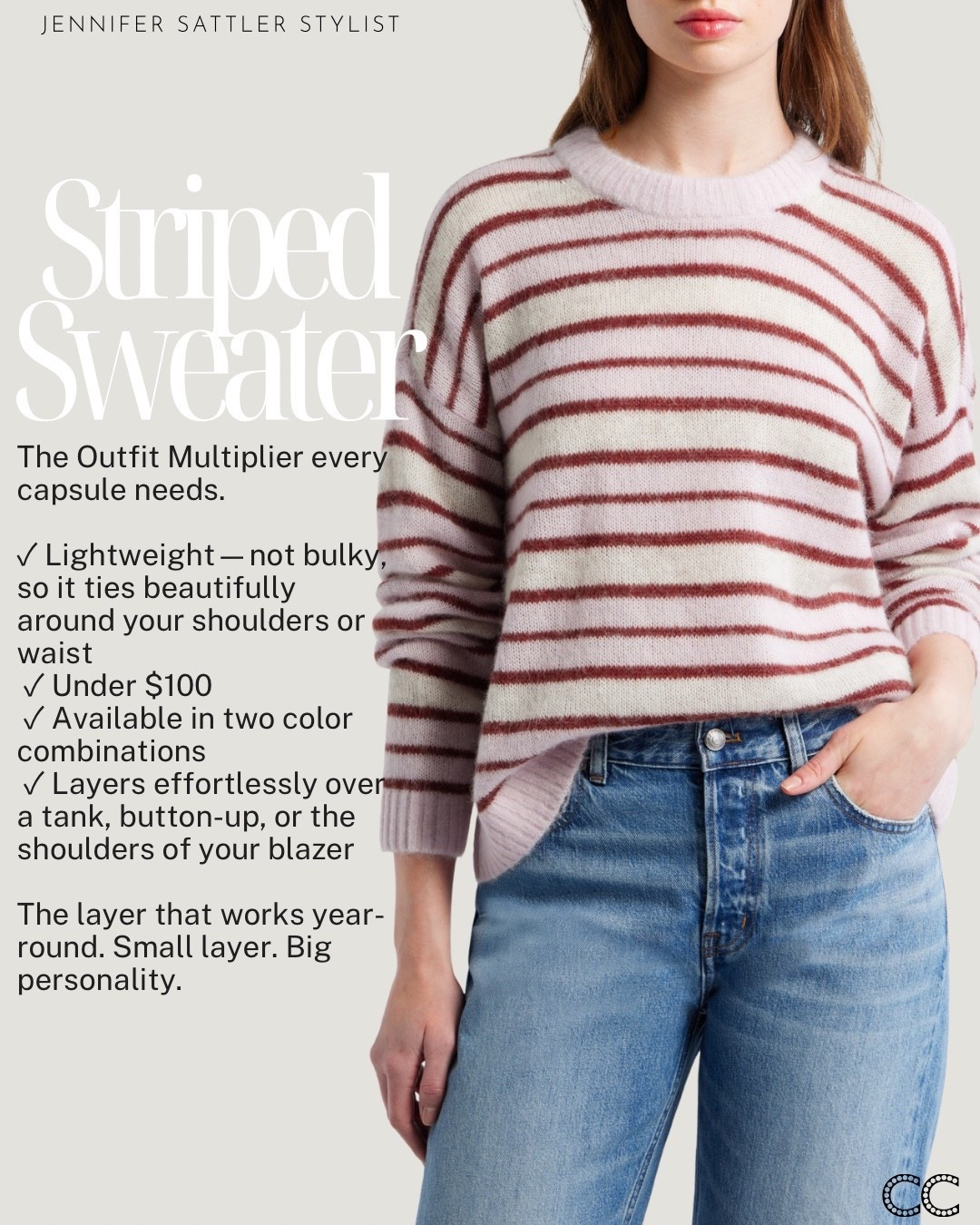 The Outfit Multiplier every capsule needs is this striped sweater! It is under $100, lightweight and available in two color combinations.

#LTKootd #LTKSeasonal #LTKSaleAlert