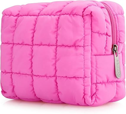 E-Tree Cute Makeup Bag,Quilted Cosmetic Bag,Make up Pouch for Purse,Toiletry Zipper Pouch,Checker... | Amazon (US)
