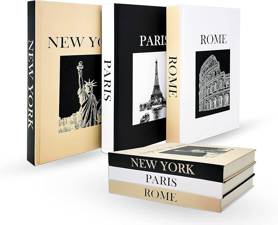 Set of Decorative Books for Home Decor by OPME Designs - Faux Books for Decoration with Real Page... | Amazon (US)