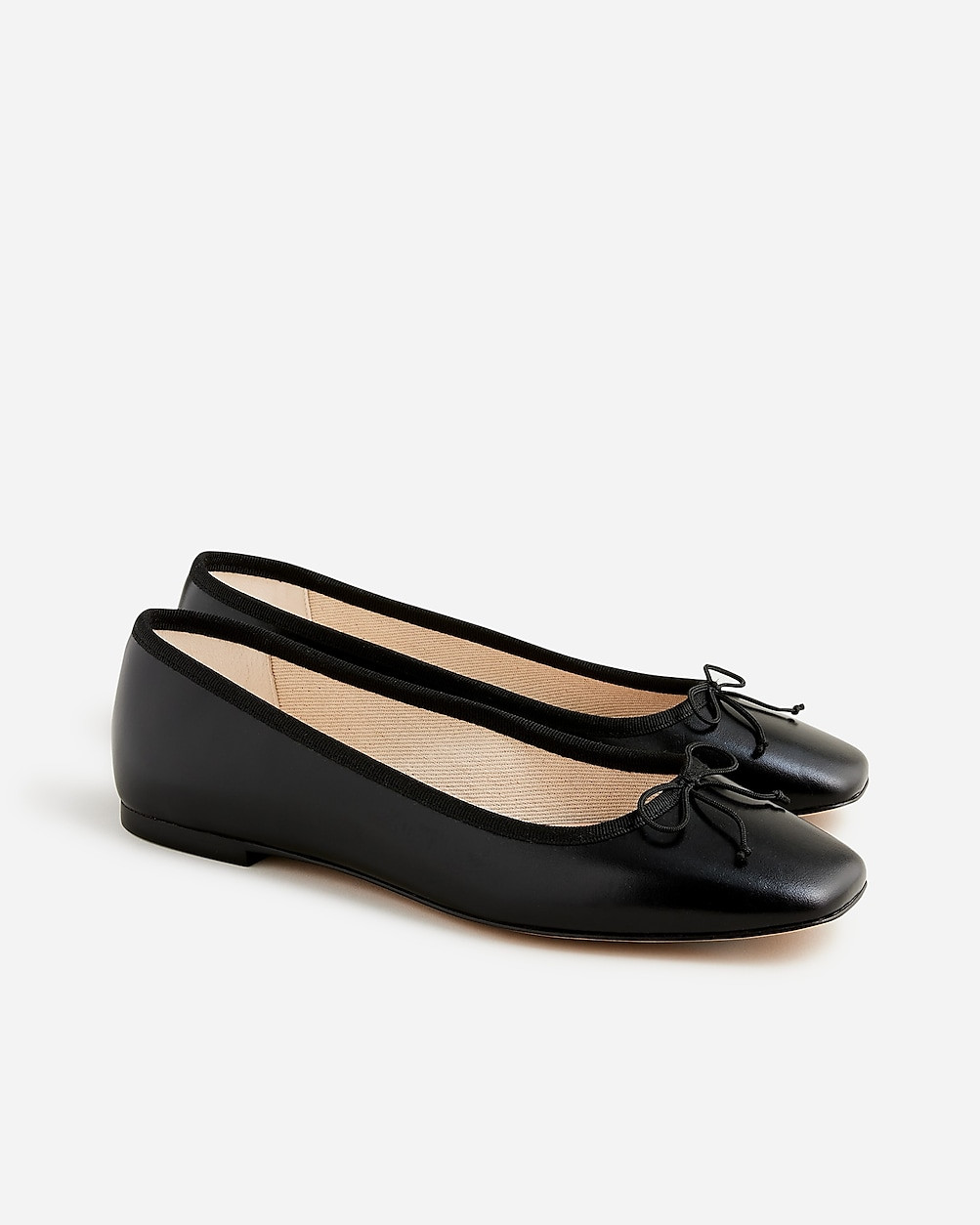 Quinn square-toe ballet flats in leather | J. Crew US
