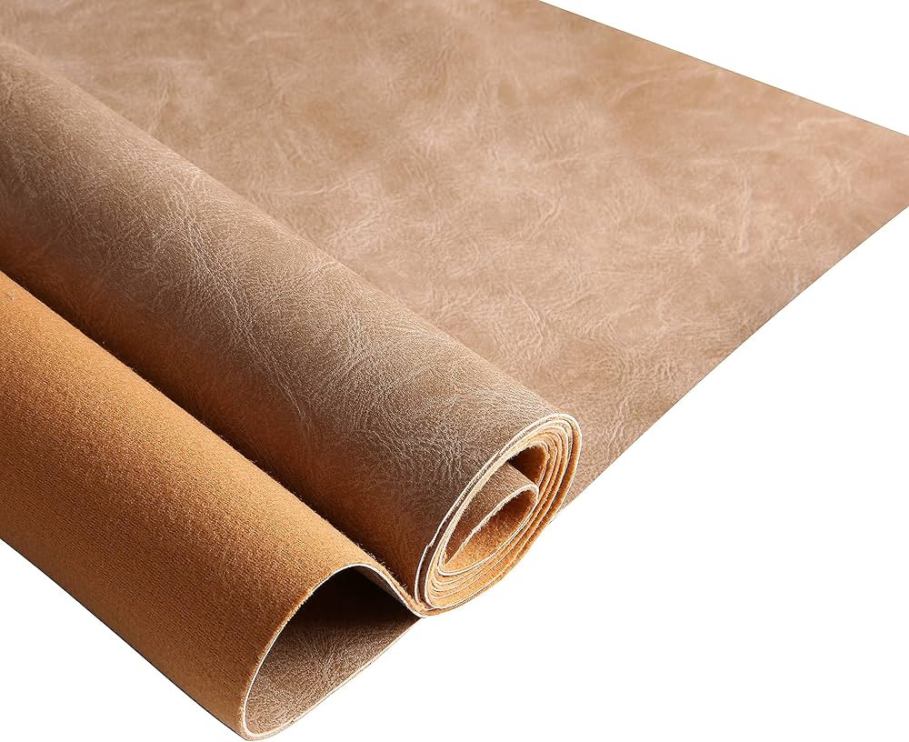 Soft PU Leather Upholstery Fabric 1.2mm Thick Upholstery Leather Distressed Bark Fabric(Nude,72"x... | Amazon (US)