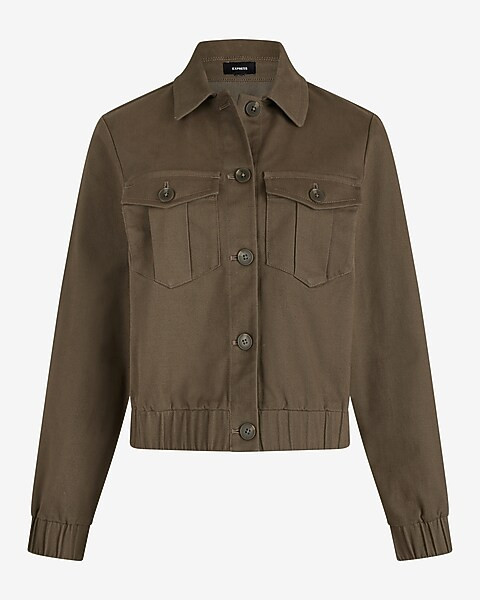 Collared Cropped Bomber Jacket | Express