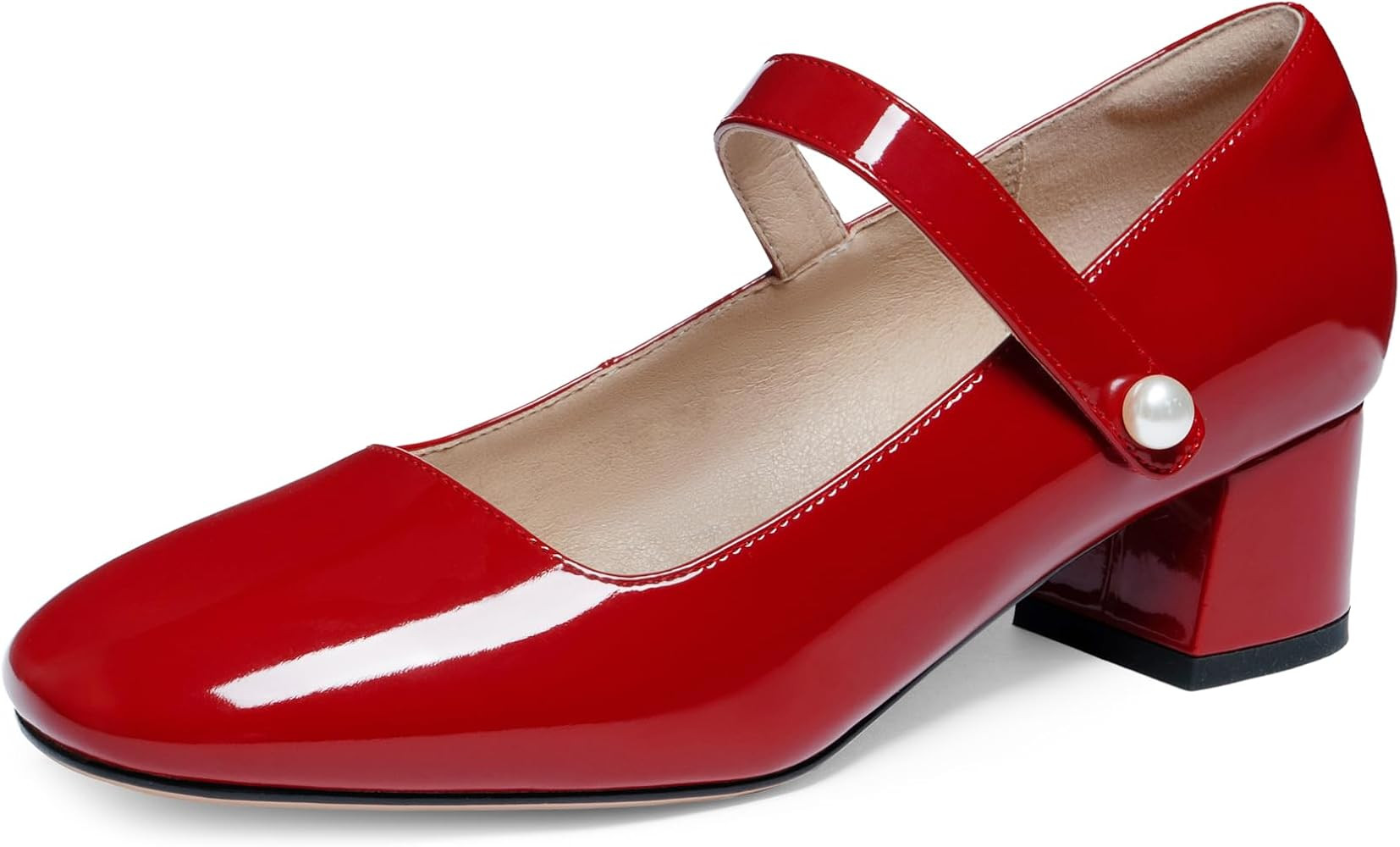 Naiyee Mary Jane Shoes Women Chunky Block Heel Dress Shoes for Women Low Heels Close Rounded Toe ... | Amazon (US)
