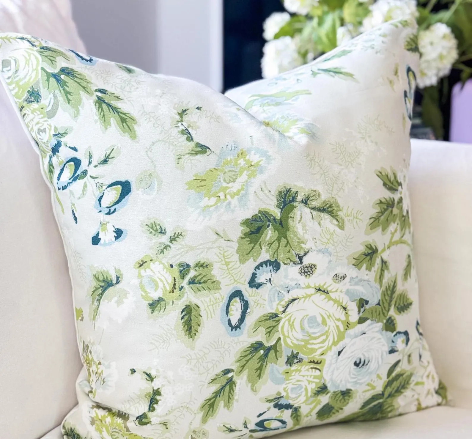 Whitney English Chintz Floral Sage Pillow Cover - Grandmillenial Decor | Etsy (Global)