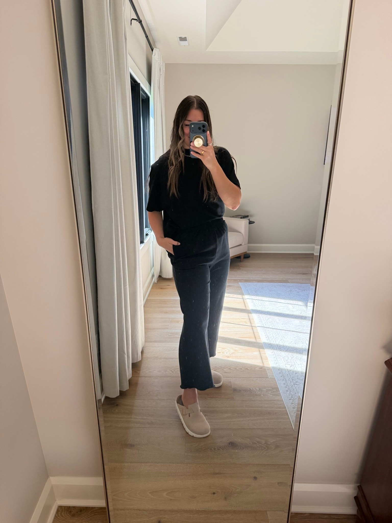 Cozy lounge set // favorite clogs