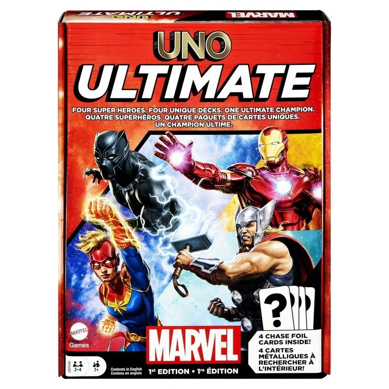 UNO Ultimate Marvel Card Game with 4 Character Decks, 4 Collectible Foil Cards & Special Rules | Walmart (US)