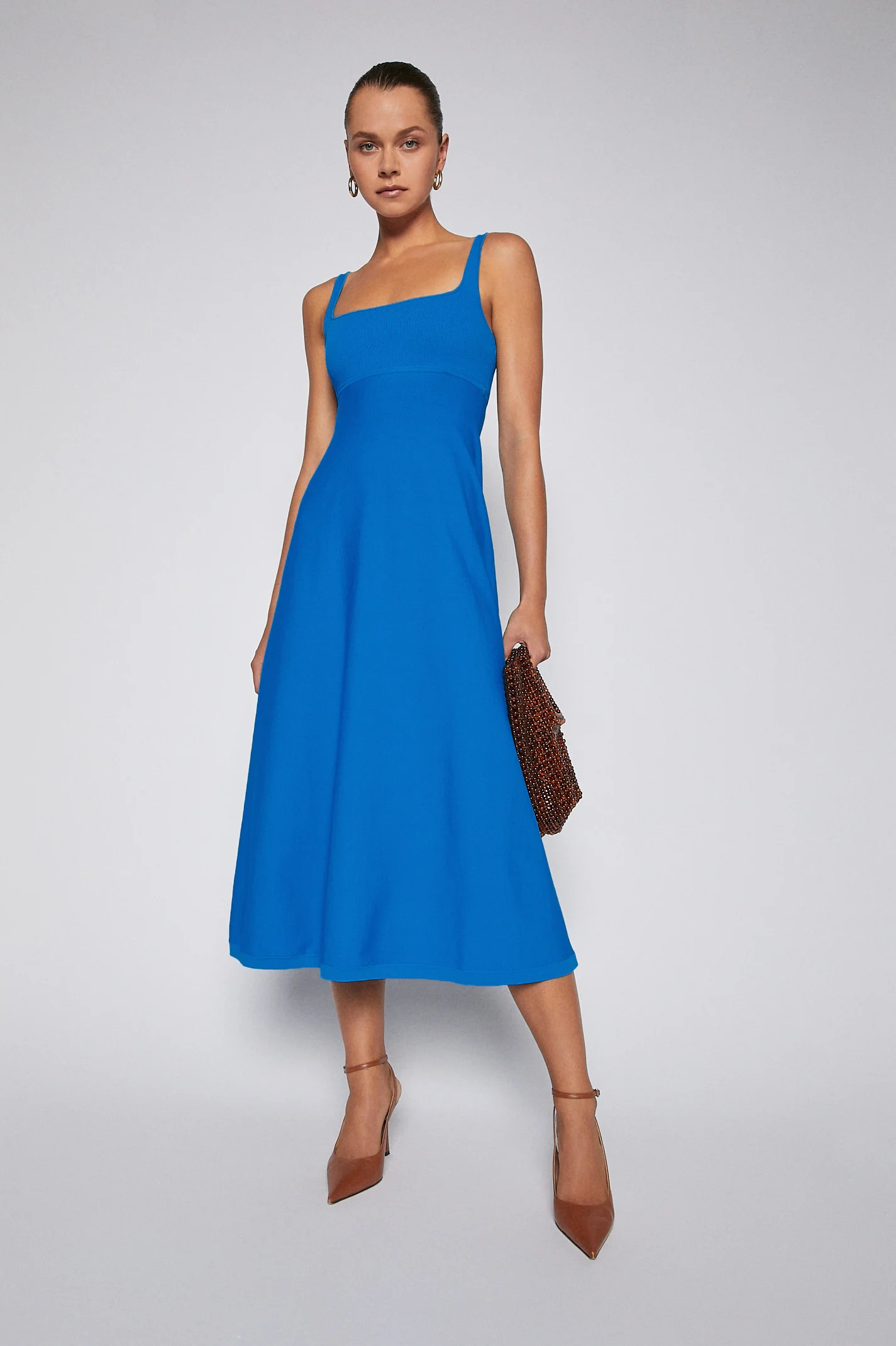 Crepe Knit Square Neck Dress Azure | Scanlan Theodore