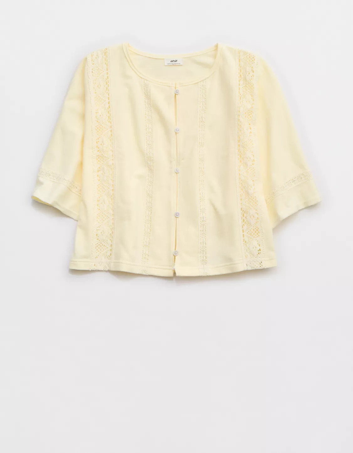 Aerie Short Sleeve Crochet Cardigan | Aerie