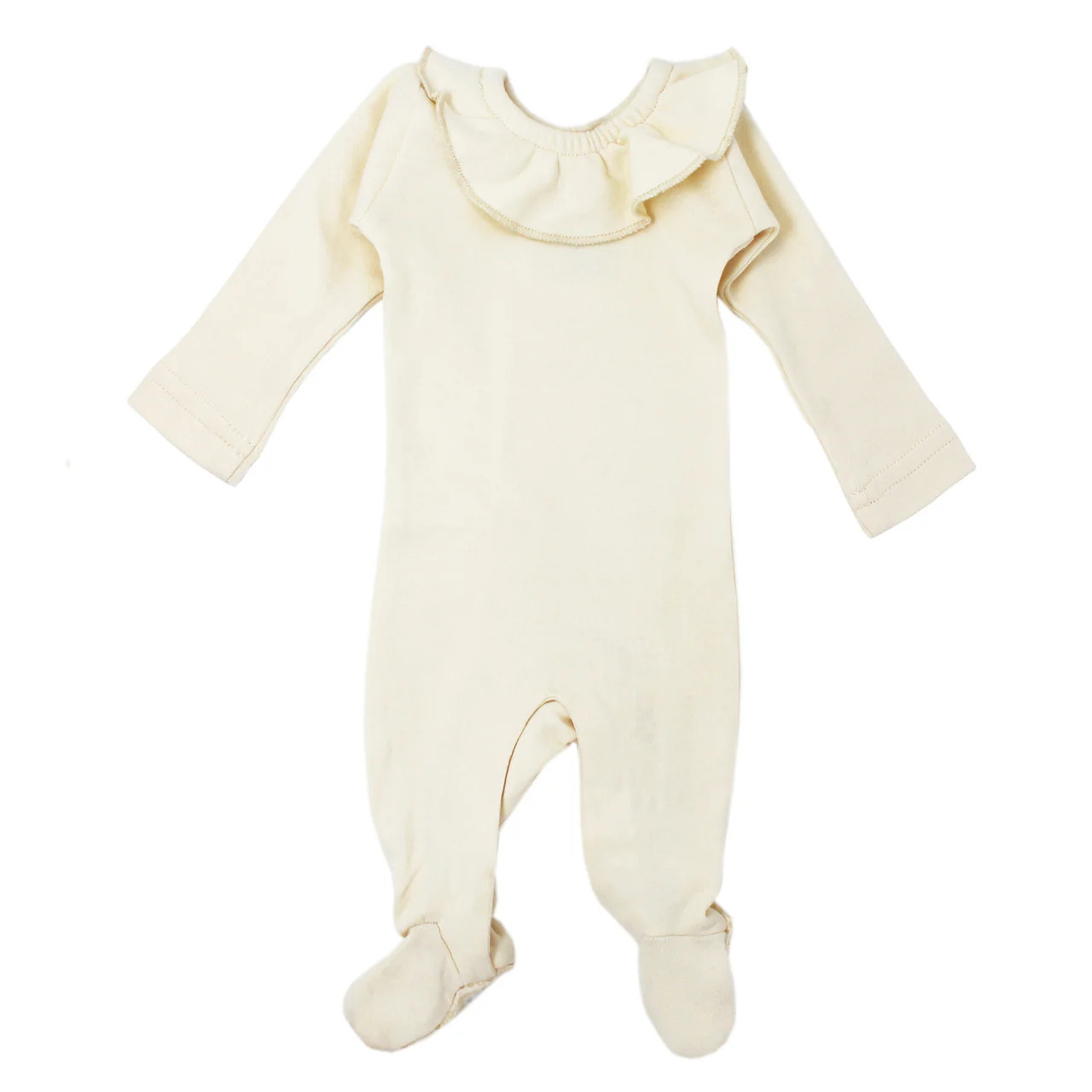 Organic Ruffle Footie in Beige | L'ovedbaby