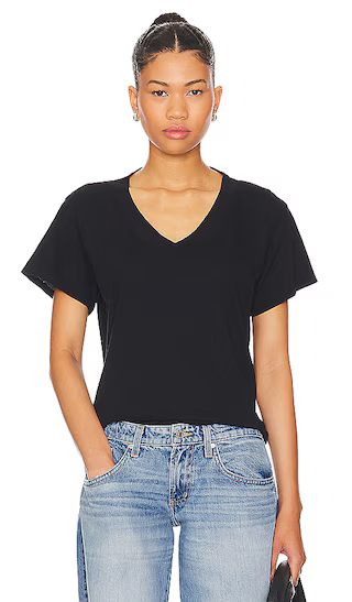 Cotton Boxy V Neck Tee in True Black | Revolve Clothing (Global)