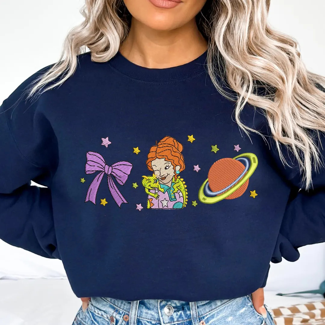 Embroidered Magic School Bus Ms. Frizzle Saturn Sweatshirt, Gift for Teachers, 90s Kid Cartoon, M... | Etsy (Global)