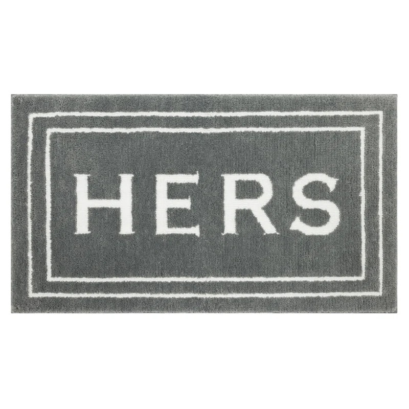 Ghobad Hers Bordered Polyester Machine Washable Bath Rug | Wayfair North America