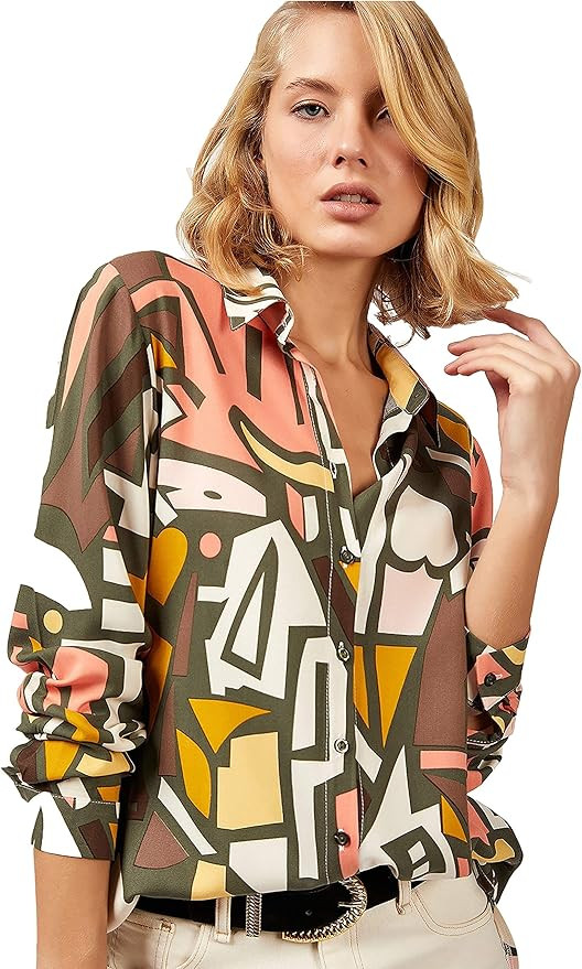 Blouses for Women Fashion, Casual Long Sleeve Button Down Shirts Tops, XS-3XL | Amazon (US)