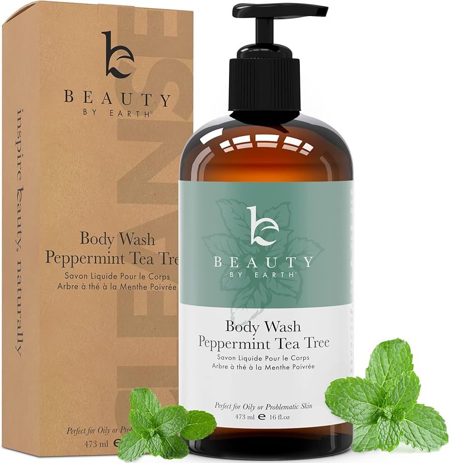 Beauty by Earth Peppermint Tea Tree Body Wash – Made with Organic Ingredients, Shower Gel for M... | Amazon (US)