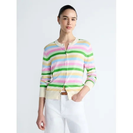 Free Assembly Women s Classic Cardigan Sweater with Long Sleeves Lightweight Sizes XS-XXL | Walmart (US)