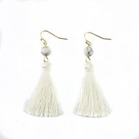 Ivory Silk Tassel  Natural Stone Bead Gold Statement Drop Dangle Earrings Classic Kendra Scott Bridal Birthday Shower Bridesmaid Gift | Etsy (US)