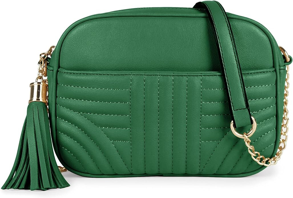EVVE Quilted Crossbody Bags for Women - Stylish Camera Bag with Tassel - Lightweight Medium Size ... | Amazon (US)